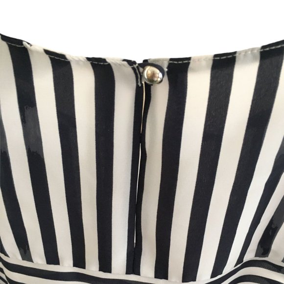 CJ Banks Striped Blouse Top Navy Blue & White Plus Size 3X Short Sleeves Light - Picture 6 of 9